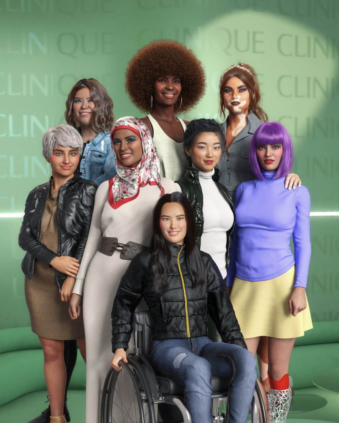 Some of the avatars of the Clinique  #MetaverseLikeUs campaign featuring #NFT makeup looks
