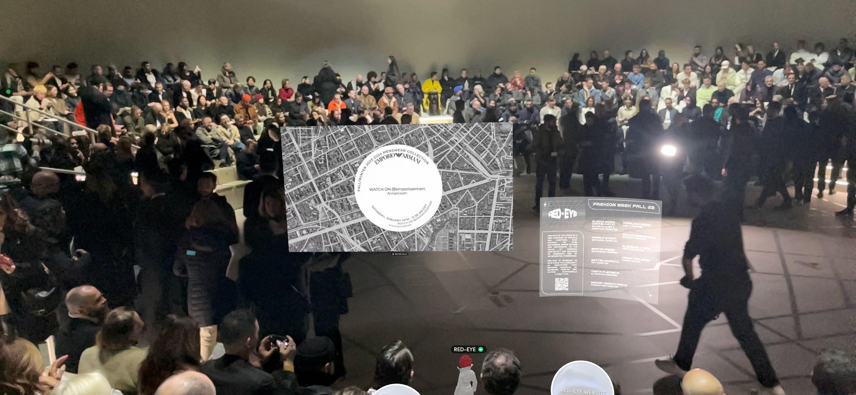 The Emprio Armani FW23 live stream in Augmented Reality at Armani Teatro